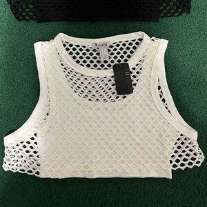 Forever 21 White Mesh Crop Tank Top - Set